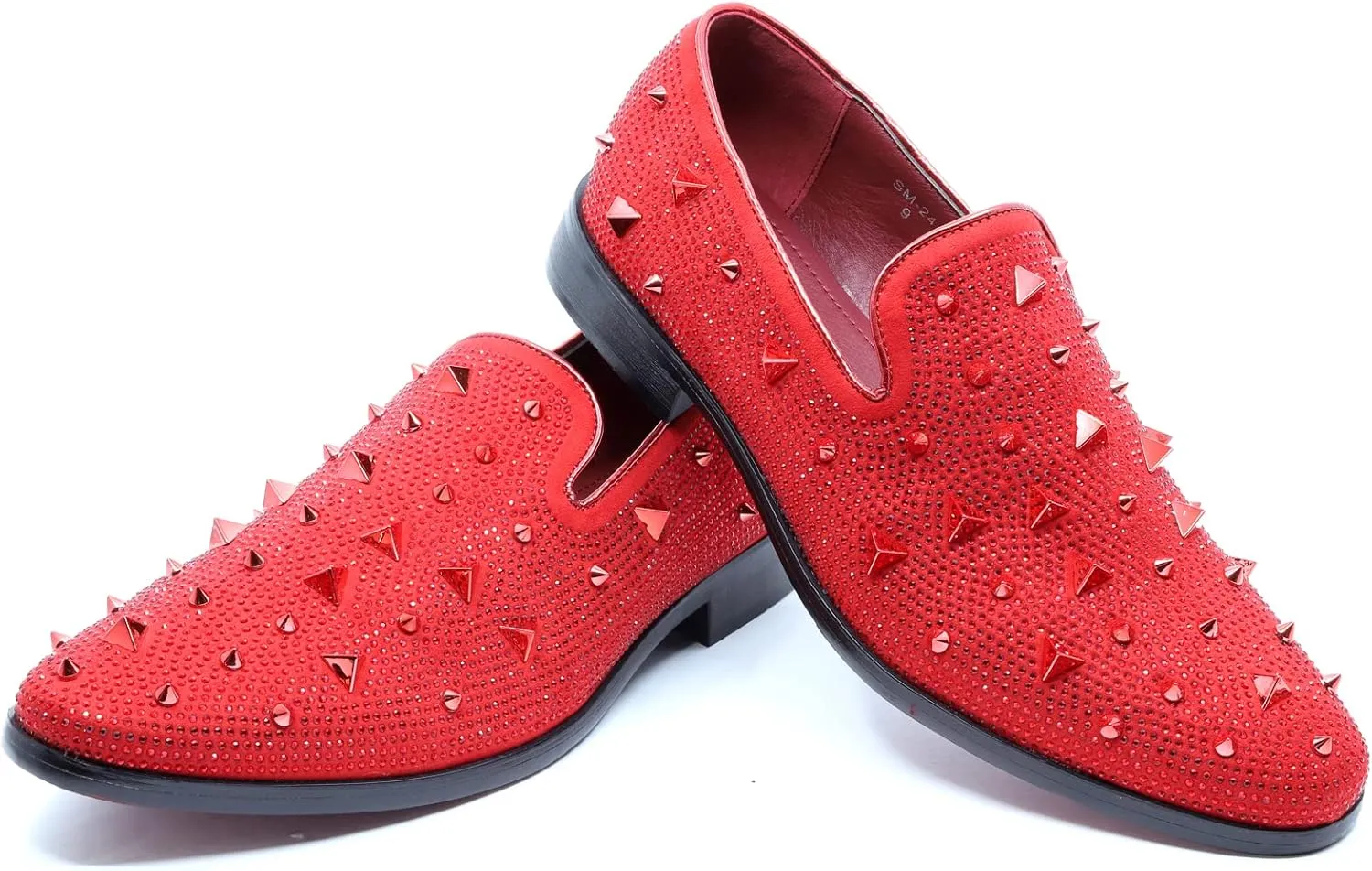 Men's Vintage Spike Rhinestone Designer Classic Smoking Dress Tuxedo Loafers Slip On Shoes SM-24