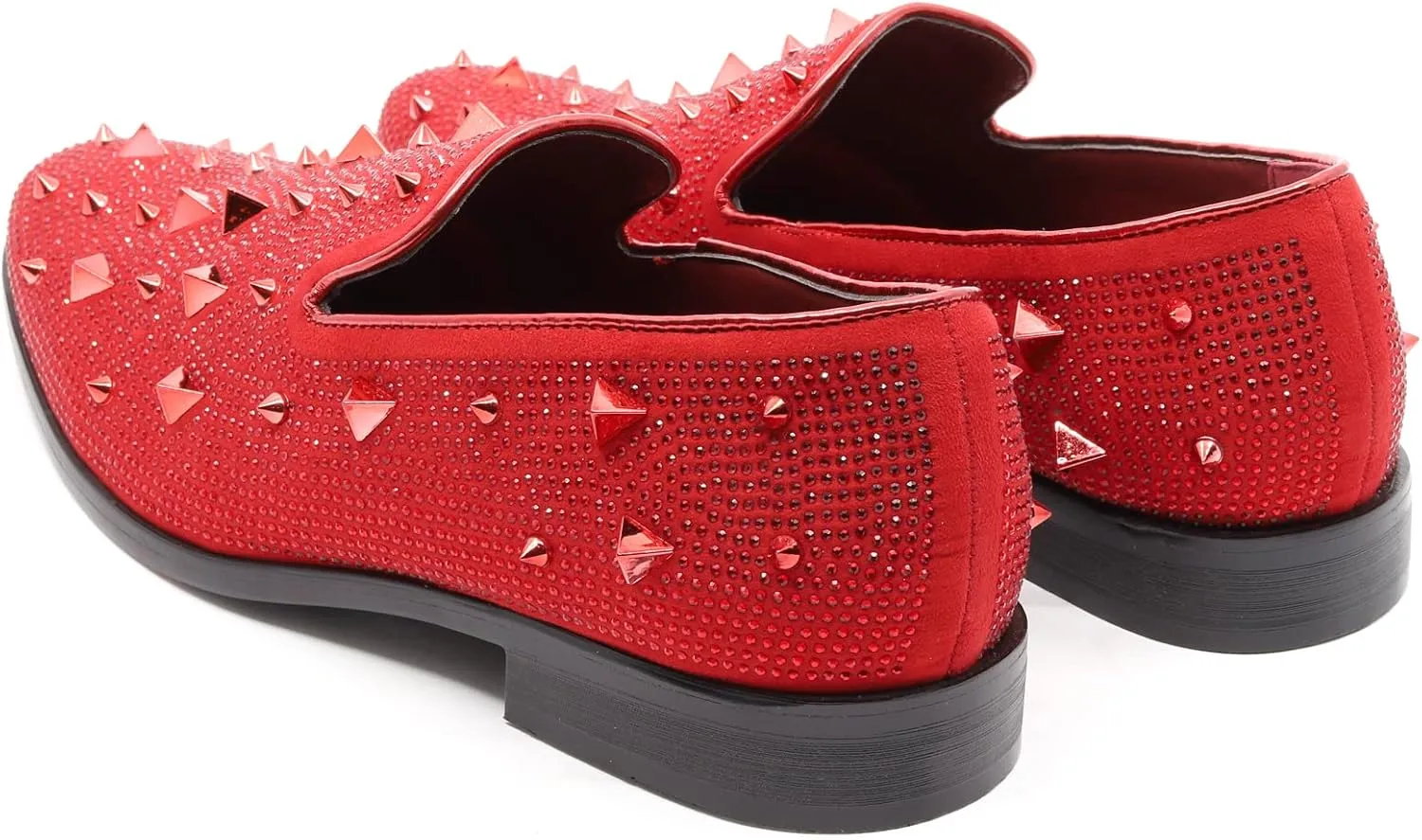 Men's Vintage Spike Rhinestone Designer Classic Smoking Dress Tuxedo Loafers Slip On Shoes SM-24