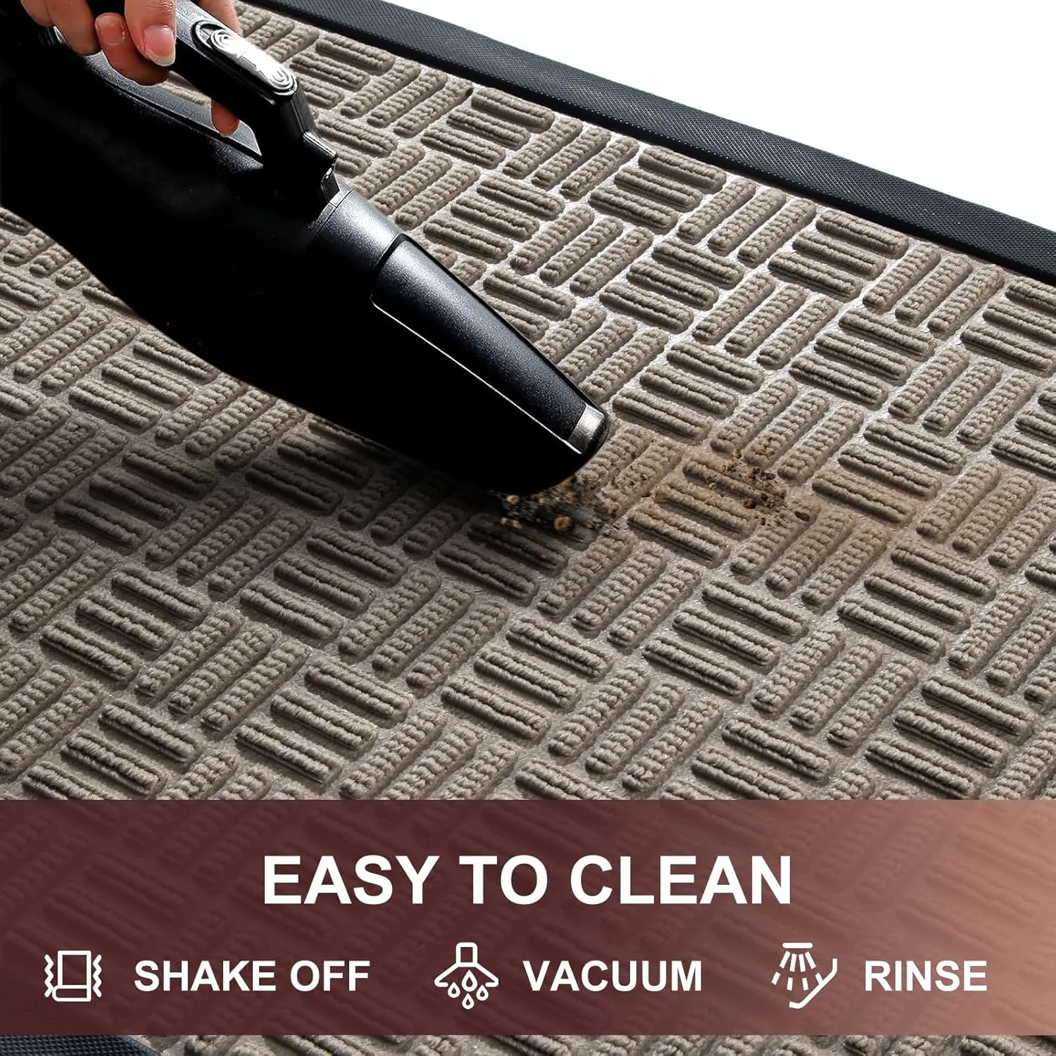 Mibao Front Door Mat, Heavy Duty Durable Welcome Mat for Outdoor Indoor, Dirt Trapper Waterproof Super Absorbent Door Mat for Entryway Outside Patio Porch, 29.5" x 17", Beige