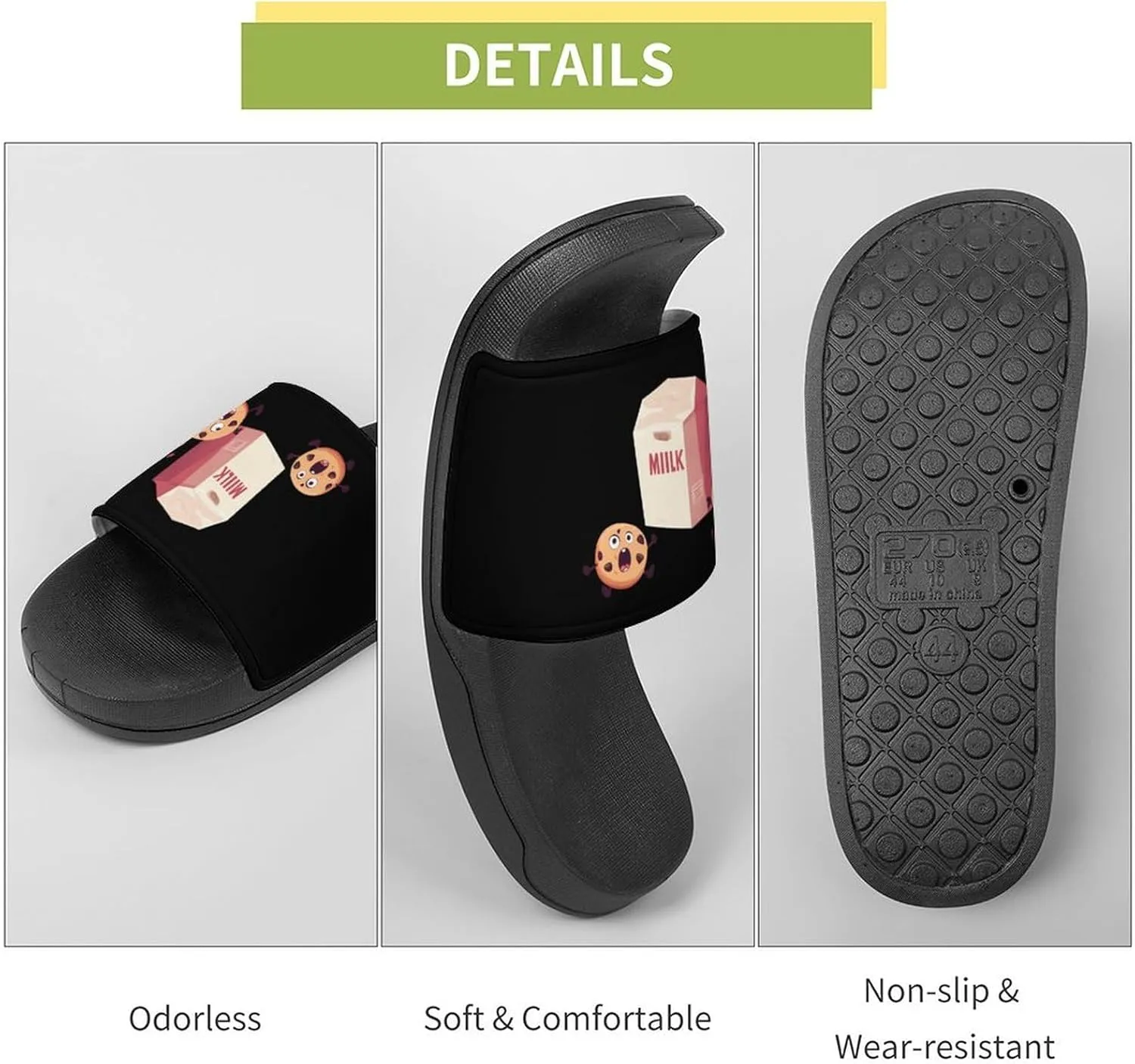 Milk And Biscuits Unisex Non-Slip Home Slippers Open-toe Outdoor Indoor Slide Shoes Shower Sandals