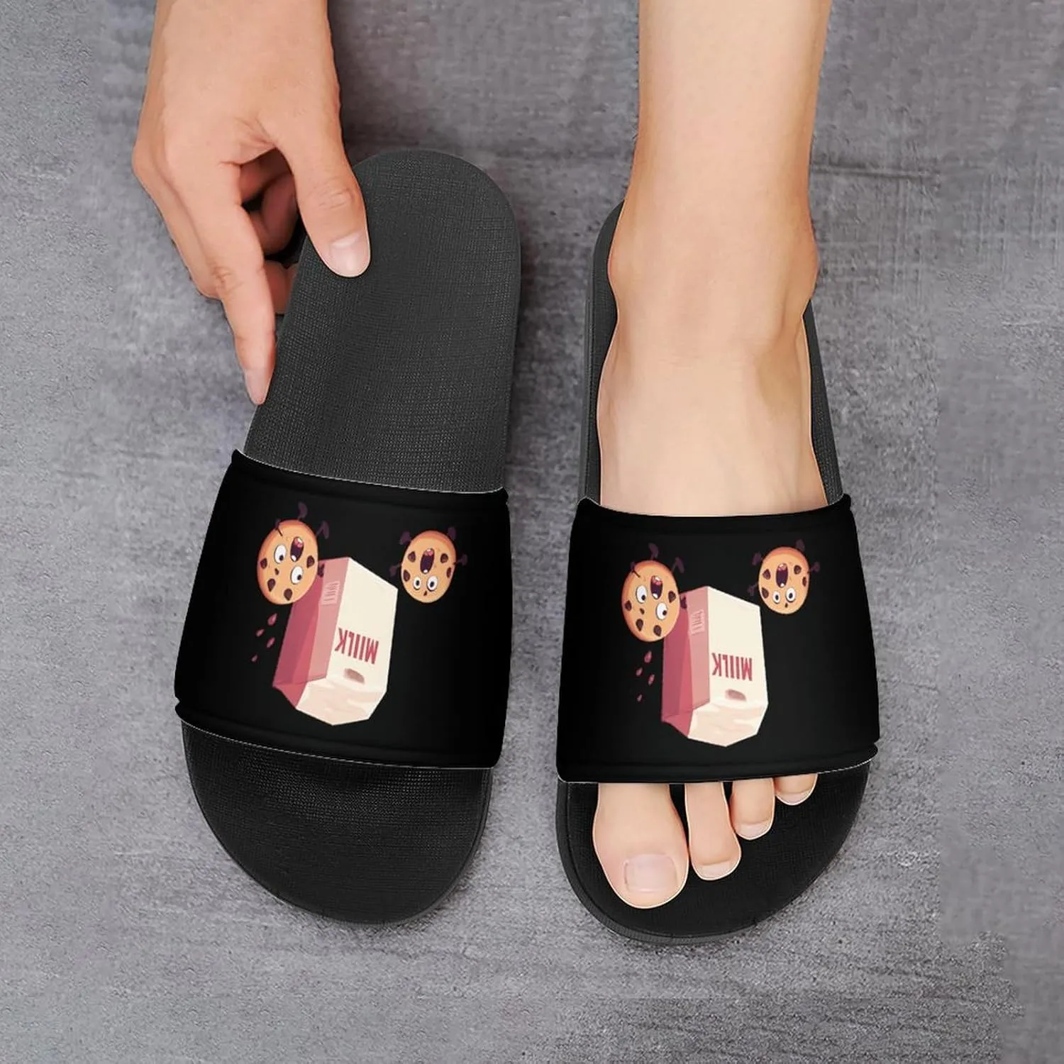 Milk And Biscuits Unisex Non-Slip Home Slippers Open-toe Outdoor Indoor Slide Shoes Shower Sandals