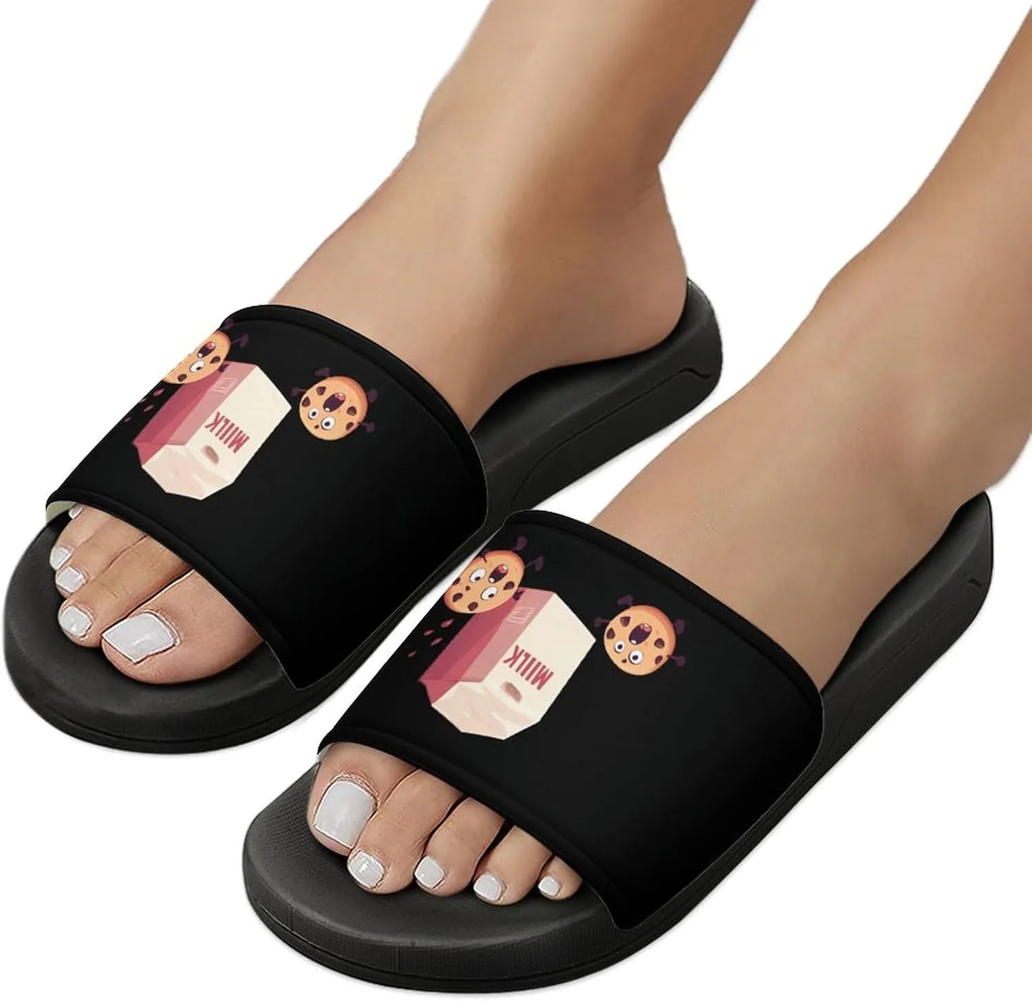 Milk And Biscuits Unisex Non-Slip Home Slippers Open-toe Outdoor Indoor Slide Shoes Shower Sandals