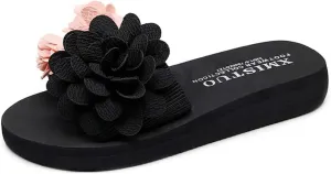 MIOKE Womens Lace Flower Flat Slide Sandals Fashion Bohemia Platform Comfort NonSlip Summer Beach Sandals