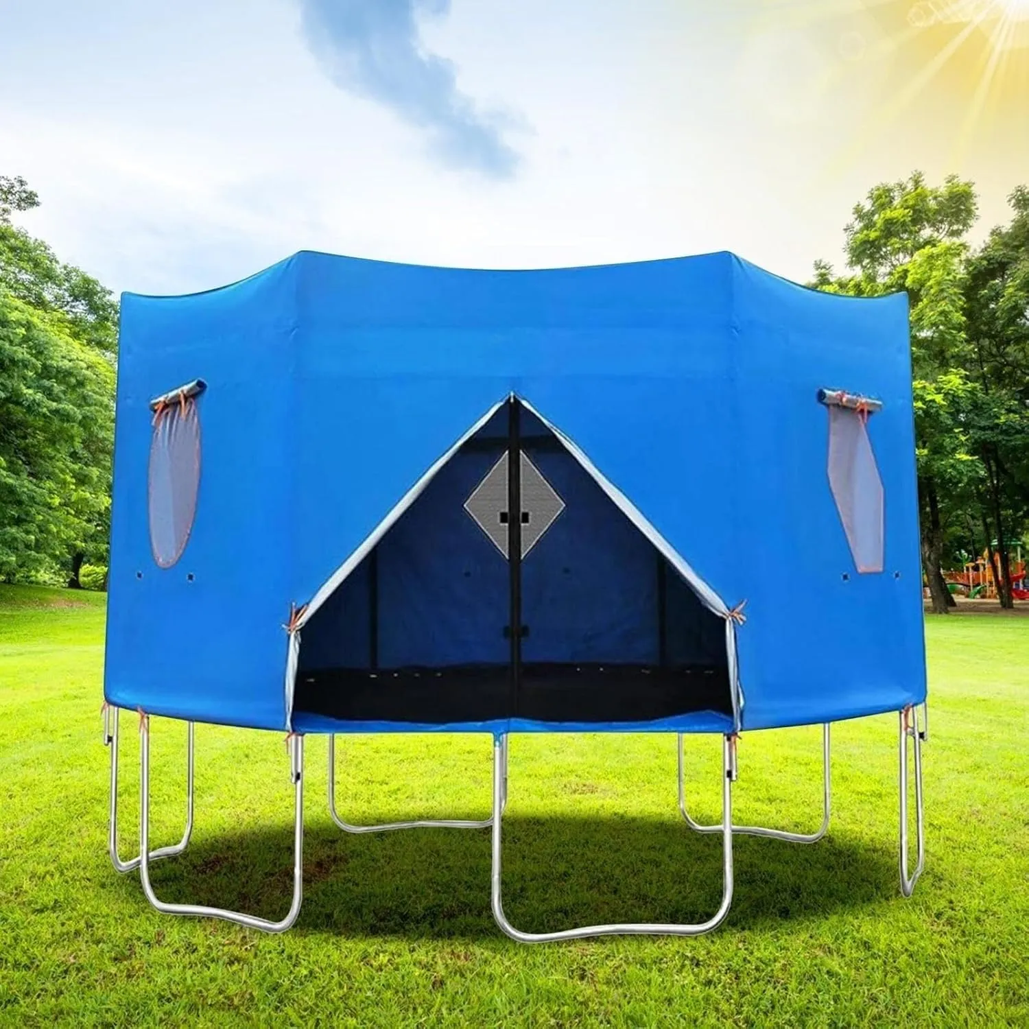 Moyu666-6FT/8FT/10FT/12FT/14FT/15FT Trampoline Tent, Trampoline Tent Cover, Waterproof Oxford Trampoline Canopy, Trampoline Sun Shade for 6 Straight Pole Round Trampoline