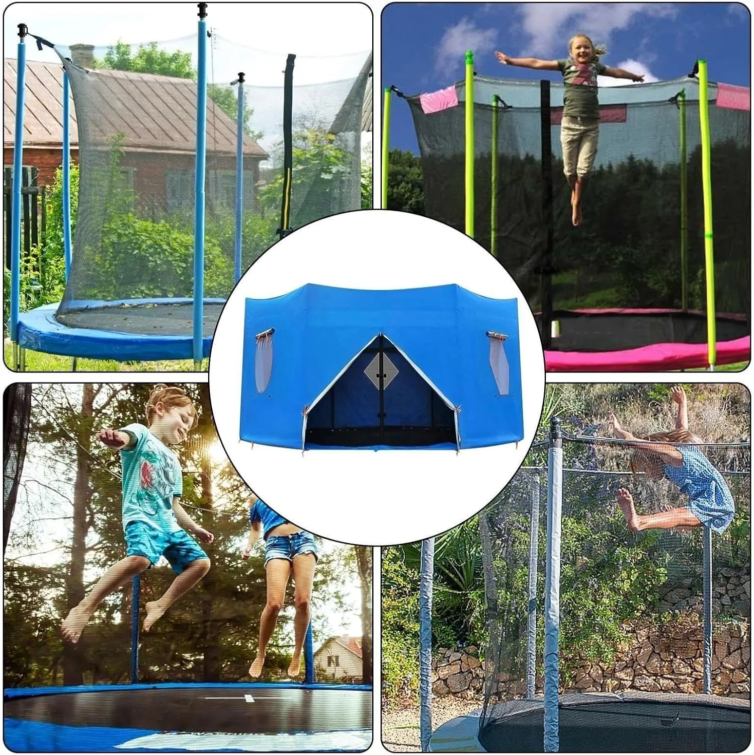 Moyu666-6FT/8FT/10FT/12FT/14FT/15FT Trampoline Tent, Trampoline Tent Cover, Waterproof Oxford Trampoline Canopy, Trampoline Sun Shade for 6 Straight Pole Round Trampoline