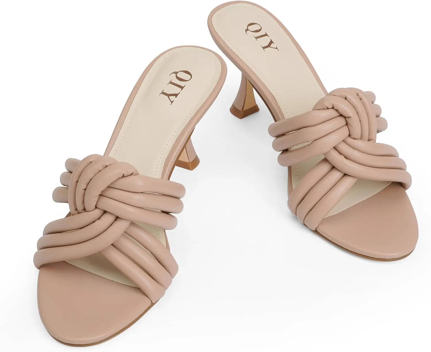 Mule Heels for Women Slip On Heeled Knot Sandals for Women Wedding Dressy Shoes