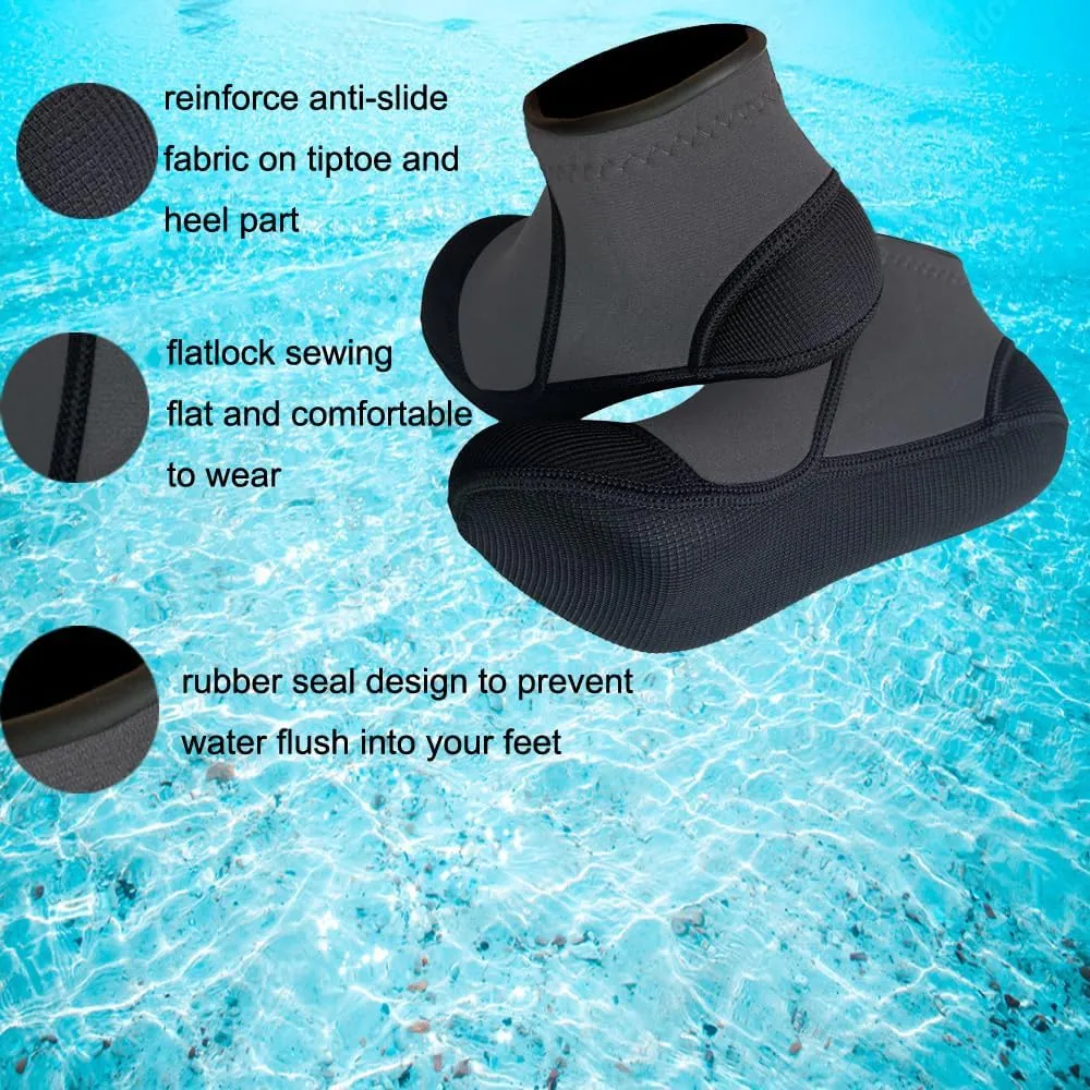 MYLEDI 2 pairs Unisex Shorty Neoprene 3mm Wetsuit Socks for Snorkeling Swim Fins Scuba Diving Kayaking Surfing Beach Sports