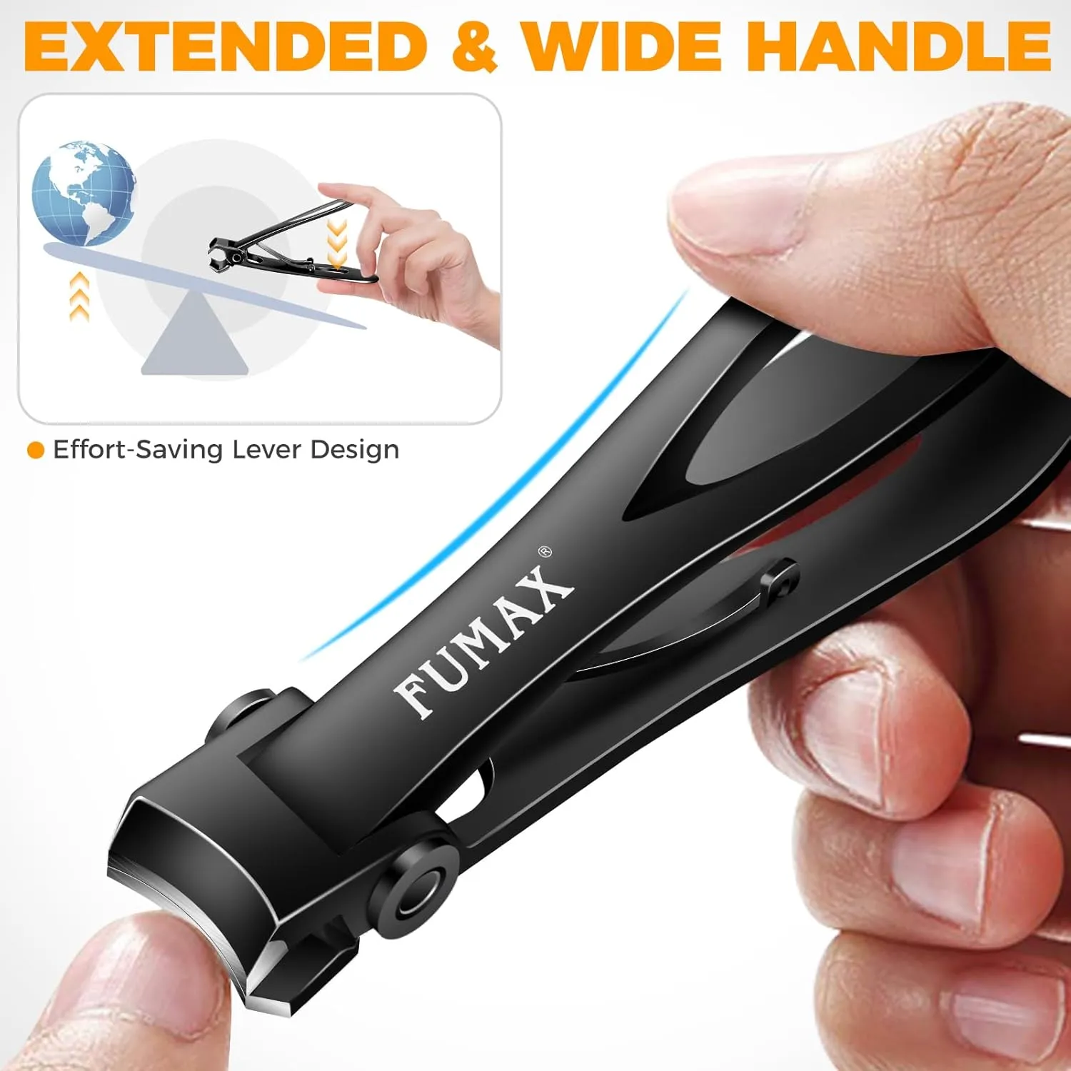 Nail Clippers for Men Thick Nails with Catcher, Large Toe Nail Clippers for Thick Toenails for Seniors with Wide Jaw Opening, Sharp Fingernail Clipper Cutter Set with Long Handle Gifts for Men Women