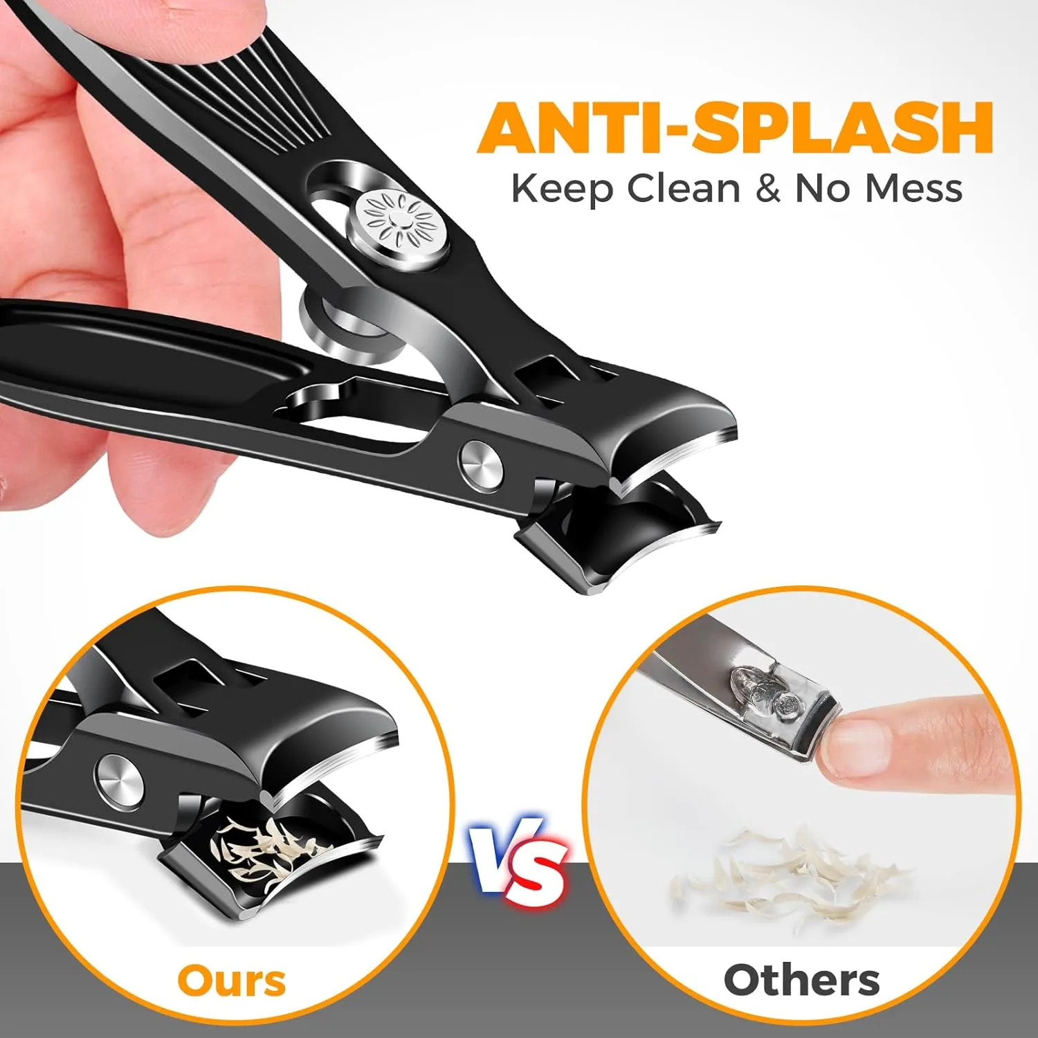 Nail Clippers for Men Thick Nails with Catcher, Large Toe Nail Clippers for Thick Toenails for Seniors with Wide Jaw Opening, Sharp Fingernail Clipper Cutter Set with Long Handle Gifts for Men Women