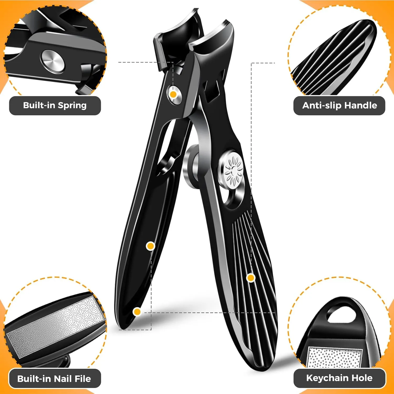 Nail Clippers for Men Thick Nails with Catcher, Large Toe Nail Clippers for Thick Toenails for Seniors with Wide Jaw Opening, Sharp Fingernail Clipper Cutter Set with Long Handle Gifts for Men Women