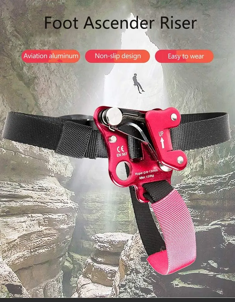 New Upgrade Left/Right Foot Ascender Rock Climbing Riser Rope Grabber Suitable for 8-13mm Rope Spiny Non-Slip Climbing Equipment