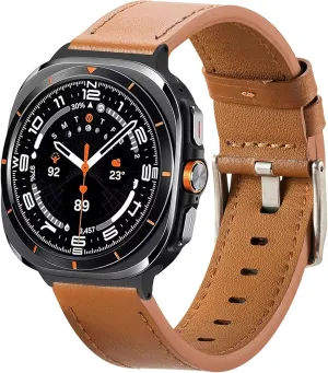 Nigaee Genuine Leather Watch Bands Compatible with Samsung Galaxy Watch Ultra 47mm(2024),Adjustable Breathable Replacement Straps Soft Wristbands for Women Men