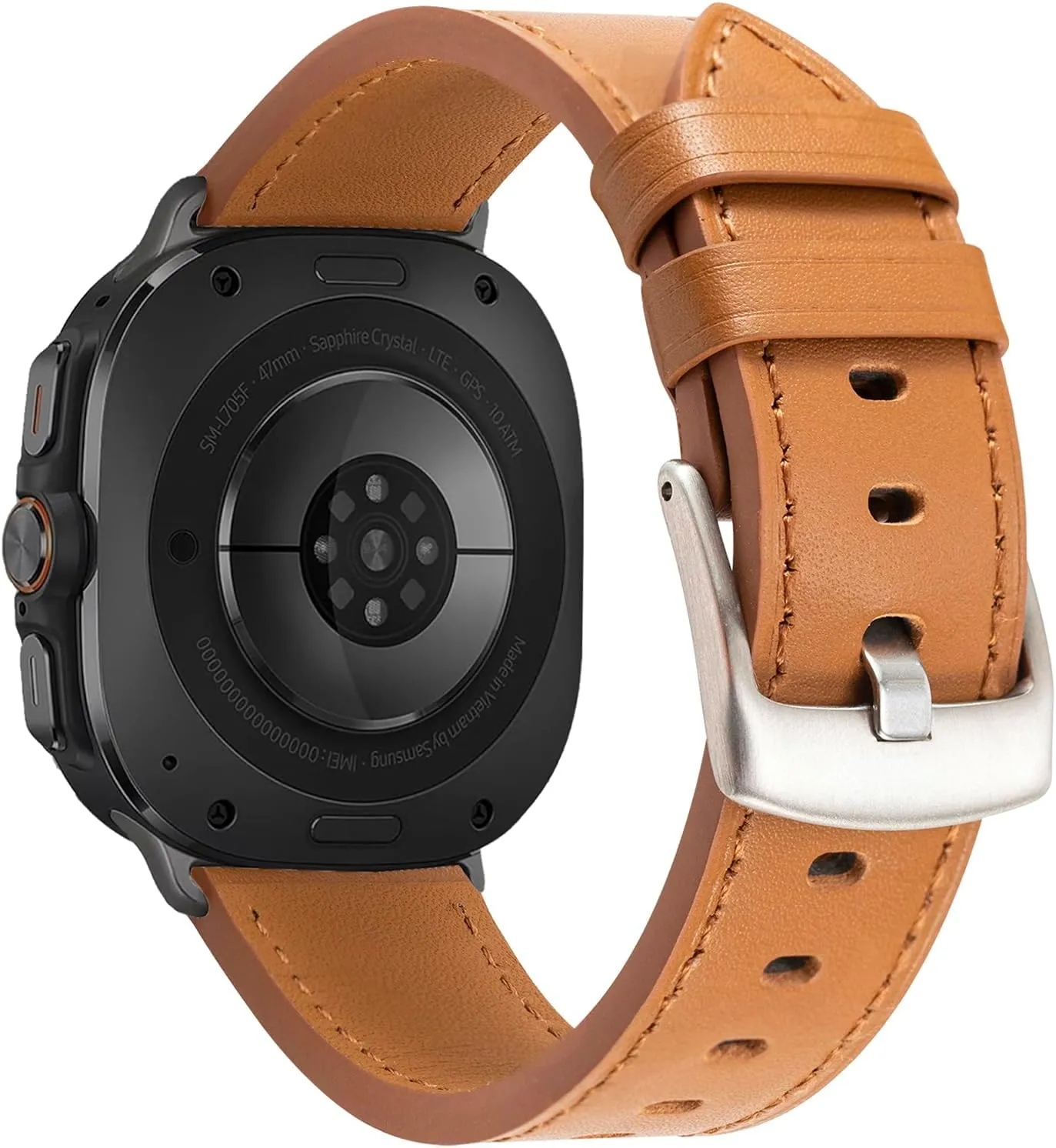 Nigaee Genuine Leather Watch Bands Compatible with Samsung Galaxy Watch Ultra 47mm(2024),Adjustable Breathable Replacement Straps Soft Wristbands for Women Men