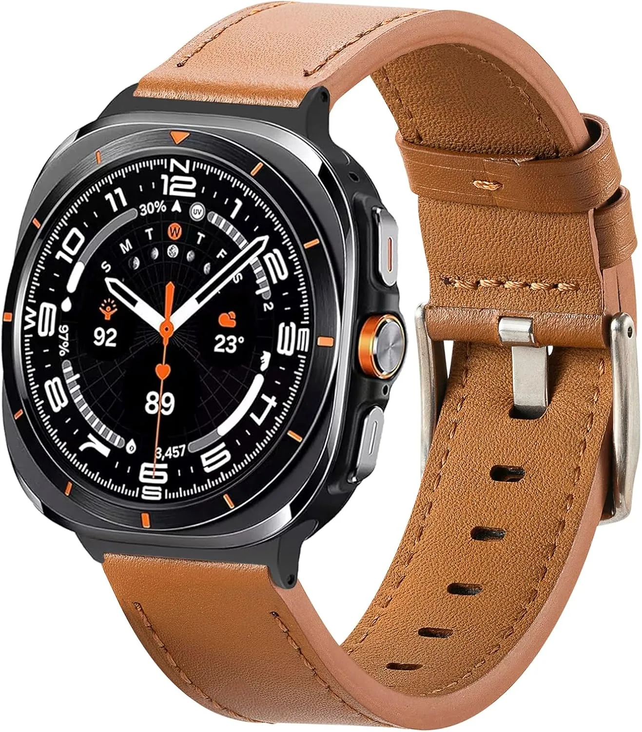 Nigaee Genuine Leather Watch Bands Compatible with Samsung Galaxy Watch Ultra 47mm(2024),Adjustable Breathable Replacement Straps Soft Wristbands for Women Men
