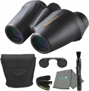 Nikon PROSTAFF 10x25 (7485) Black Binoculars Bundle with Lens Pen and Cleaning Cloth, Compact Binoculars for Adults for Hunting, Bird Watching, and Hiking Essentials, Waterproof All-Terrain