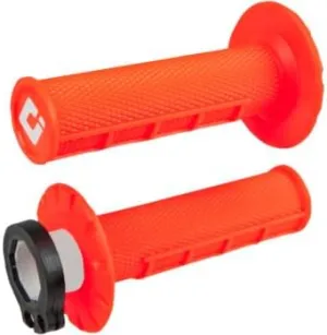ODI V2 LOCK ON HALF WAFFLE MOTORCYCLE GRIPS DIRTBIKE OFFROAD MX for 2 & 4 STROKE 7/8"" HANDLEBARS TWIST THROTTLE NEON ORANGE USA MADE