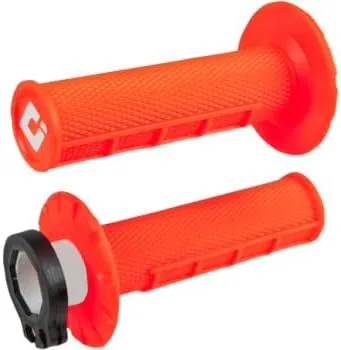 ODI V2 LOCK ON HALF WAFFLE MOTORCYCLE GRIPS DIRTBIKE OFFROAD MX for 2 & 4 STROKE 7/8"" HANDLEBARS TWIST THROTTLE NEON ORANGE USA MADE