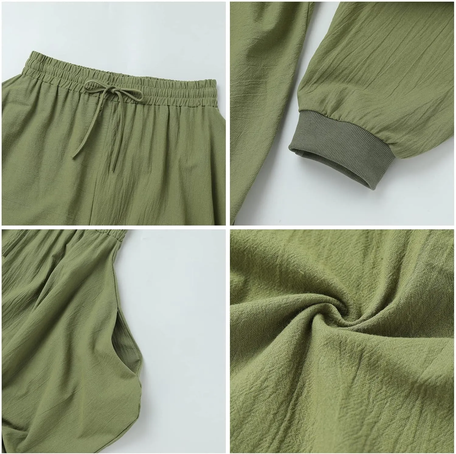 ODIZLI Men Leggings Retro Casual Fashion Design Loose Baggy Harem Pants with Pockets Trousers