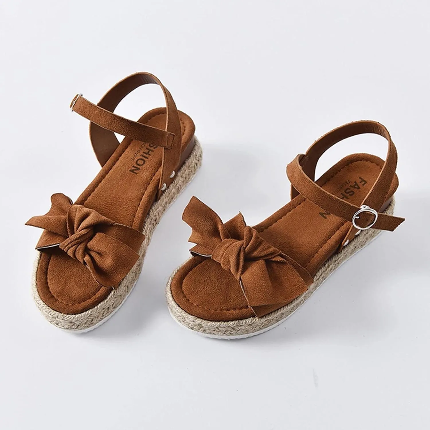 oiangi Espadrille Platform Sandals for Women Summer Casual Leopard Bow Ankle Strap Buckle Open Toe Studded Wedge Sandalias Comfortable Outdoor Shoes
