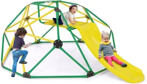 Olakids Climbing Dome with Slide, Kids Outdoor Jungle Gym Geometric Dome Climber, Steel Frame, 8FT Climb Structure Backyard Playground Center Equipment for Toddlers