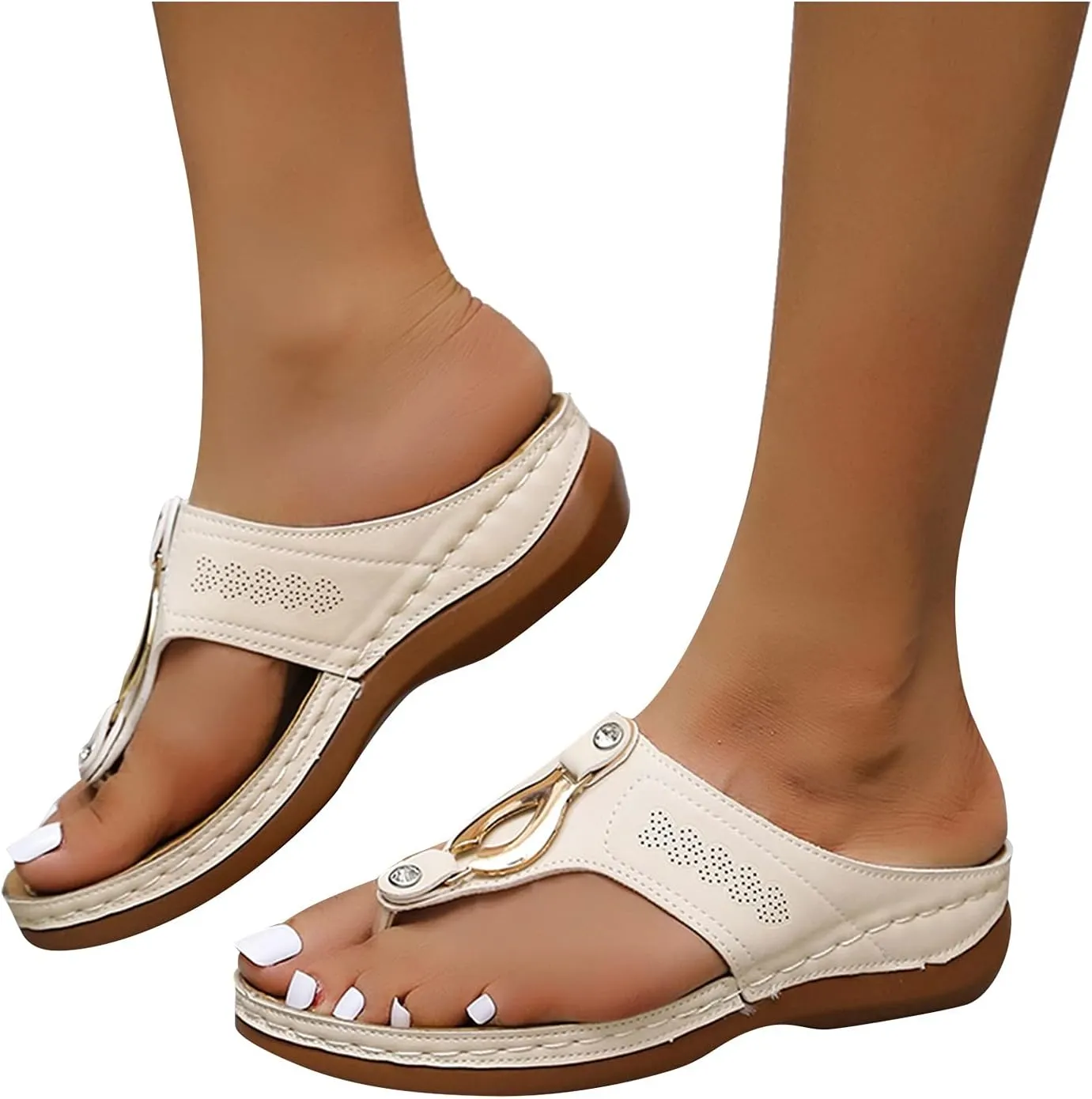 Orthotic Sandals for Women Dressy Flip Flops Beach with Flowers Comfortable Wedge Sandal Walking All Day Arch Support Womans Shoes Slingback Shoe Orthopedic Wedge