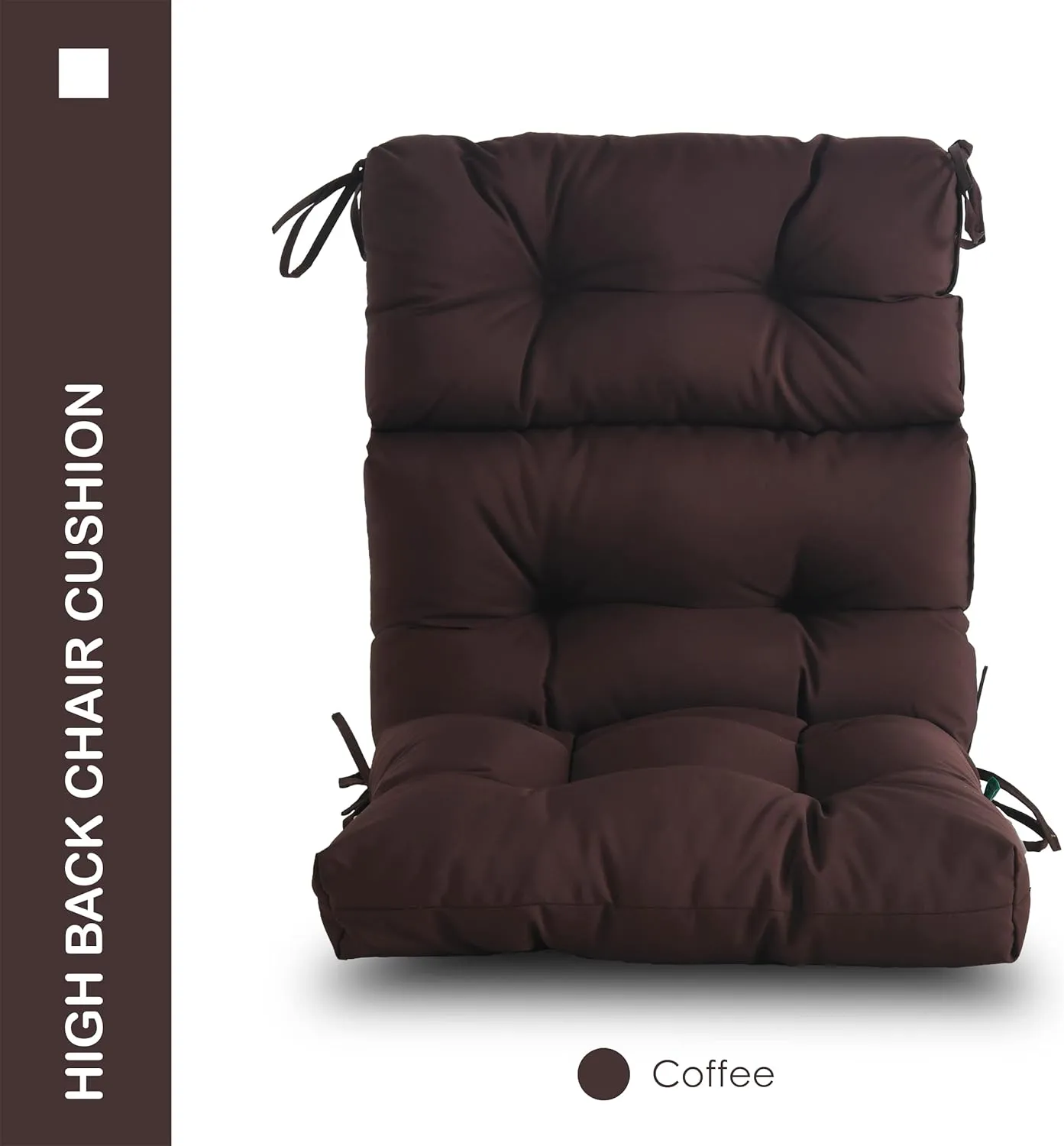Outdoor/Indoor High Back Chair Cushion, Waterproof All-Weather Stuffed High Rebound Foam Adirondack Seat/Back for Outdoor Furniture, Coffee
