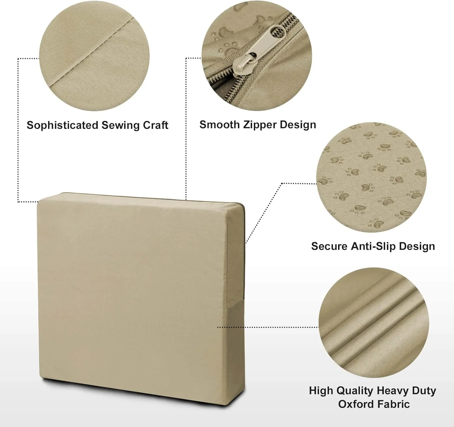 OutdoorLines Patio Seat Cushion Cover Replacement, Waterproof Anti-Slip Outdoor Chair Cushion Covering for Garden and Backyard (Set of 2, 20"x18"x4", Camel, Cover Only)