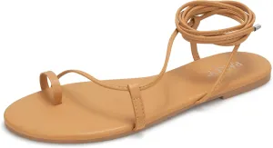 PARTY Women's Strappy Sandals Lace Up Flats Tie Up Shoes Wrap Flip Flop