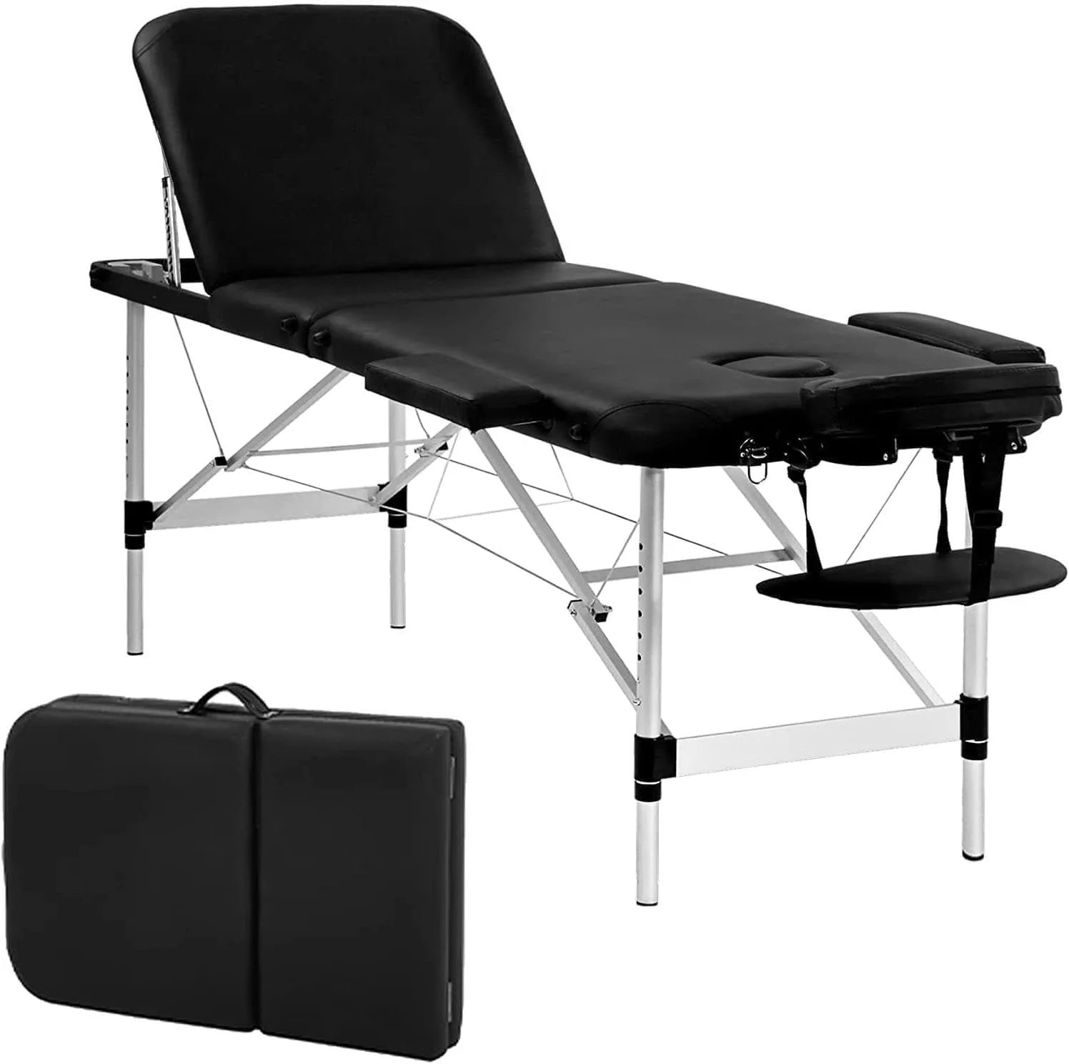 PayLessHere Aluminium Massage Bed Portable Massage Table 24 inche Wide Lash Bed 3 Folding Heigh Adjustable Spa Table with Non-Woven Bag for Spa Footmassage Facial CareSpa Tattoo