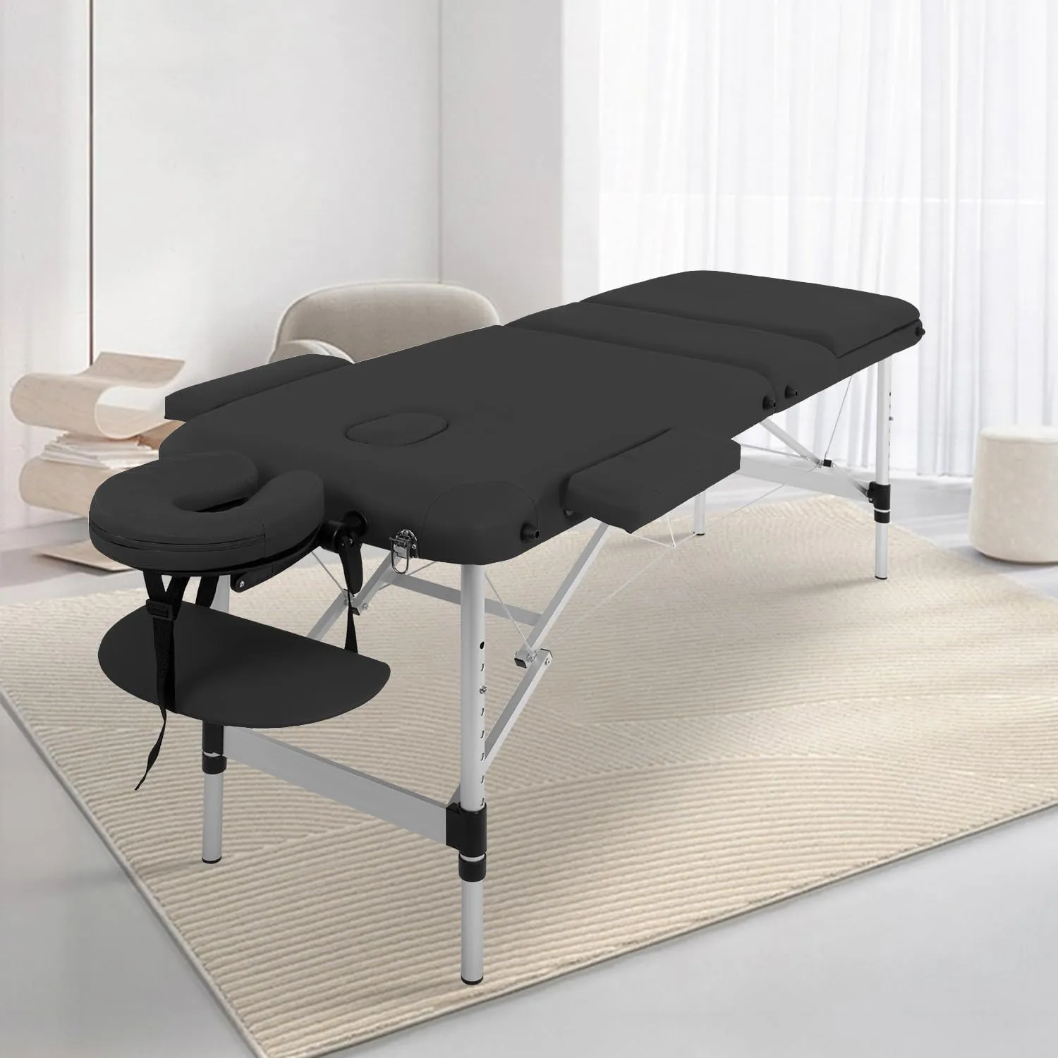 PayLessHere Aluminium Massage Bed Portable Massage Table 24 inche Wide Lash Bed 3 Folding Heigh Adjustable Spa Table with Non-Woven Bag for Spa Footmassage Facial CareSpa Tattoo