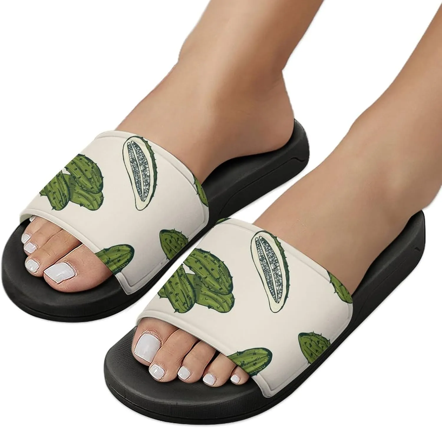 Pickles Vegan Unisex Non-Slip Home Slippers Open-toe Outdoor Indoor Slide Shoes Shower Sandals