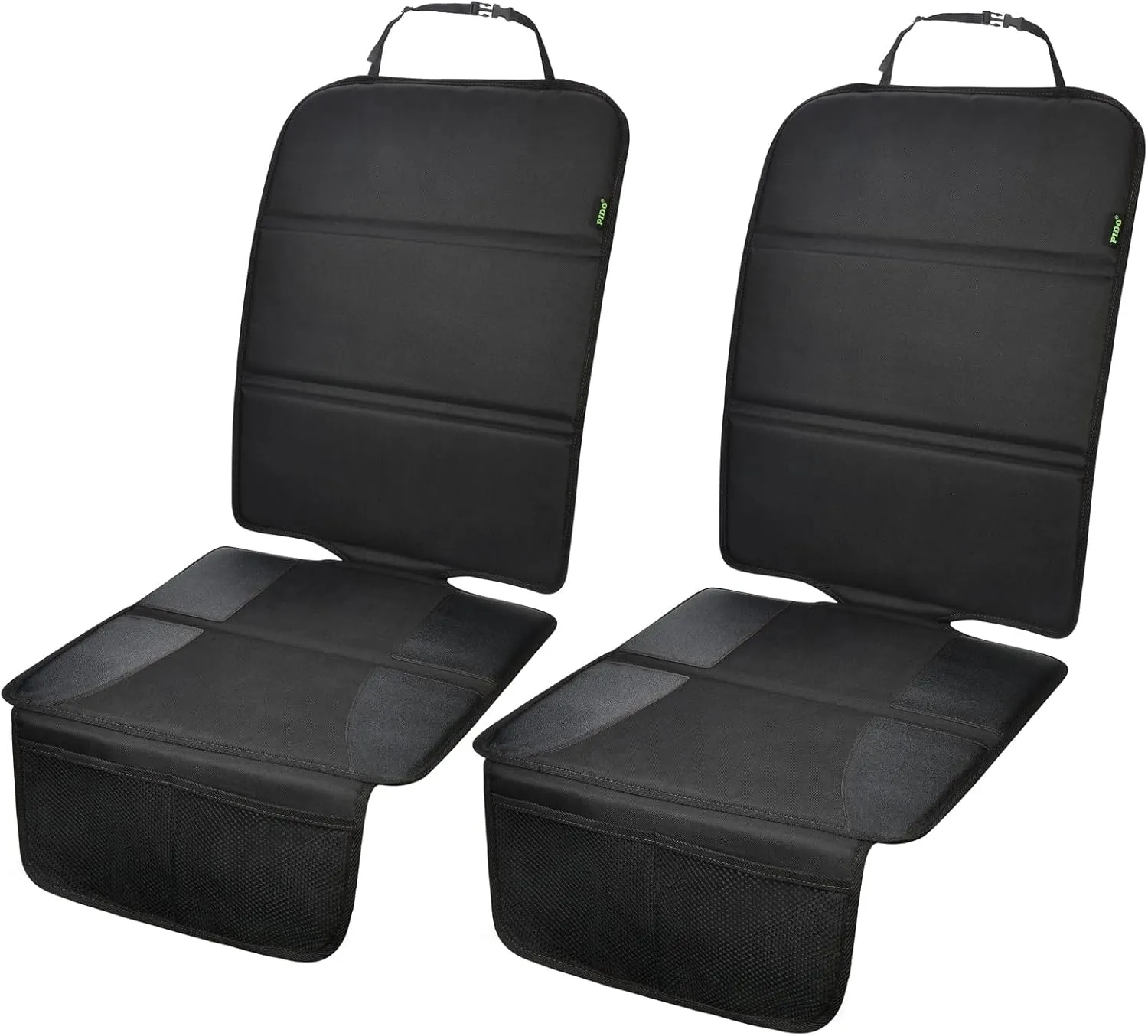 PIDO Car Seat Protector, 2 Pack Seat Protectors for Under Child Carseat, Thick Padding, Waterproof Fabric and Anti-Slip Base, Protective Pad for Car Interiors, Black