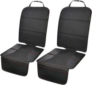 PIDO Car Seat Protector for Child Seat, 2 Pack Carseat Protectors with Waterproof Fabric and Non-Slip Backing, Thick Padding Seat Covers for Car Seats, Black with Red Stitching