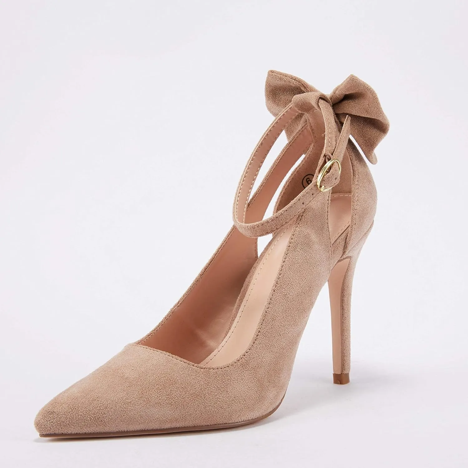 PiePieBuy Women's Pointed Toe High Heels Ankle Strap D'Orsay Pumps Shoes Bow Wedding Bowtie Back Dress Sandals