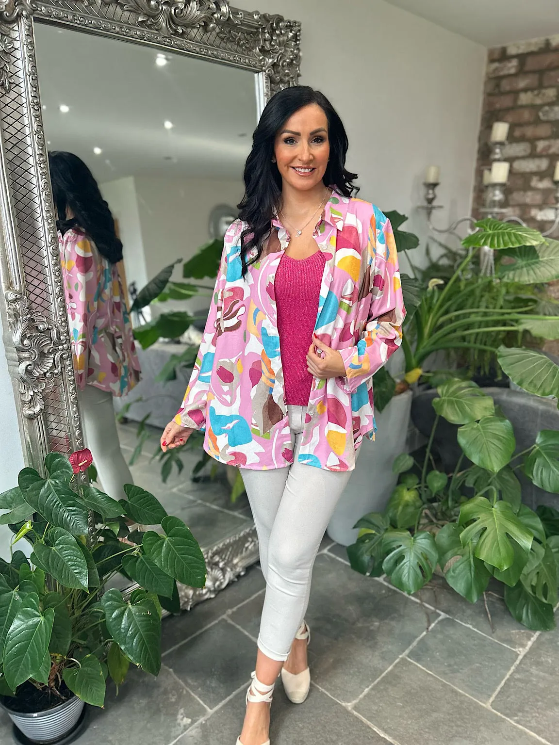 Pink Vibrant Abstract Pattern Blouse Libby