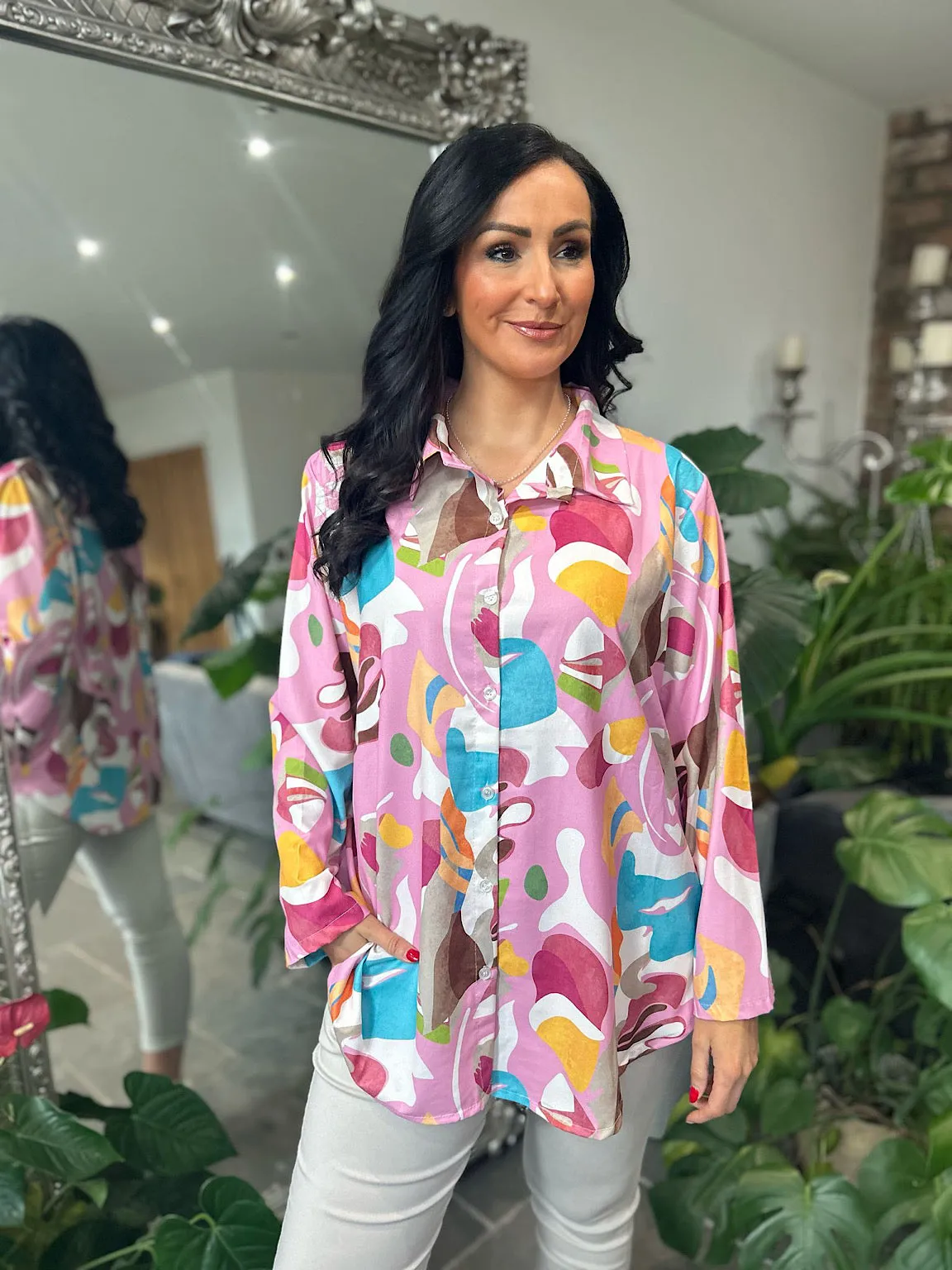 Pink Vibrant Abstract Pattern Blouse Libby