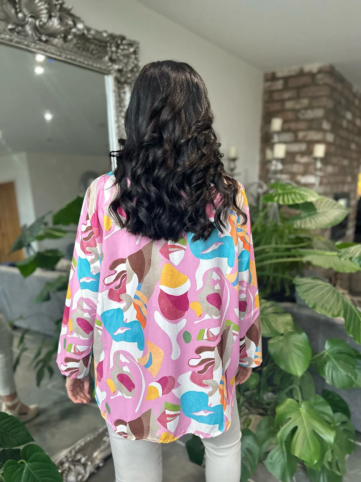 Pink Vibrant Abstract Pattern Blouse Libby