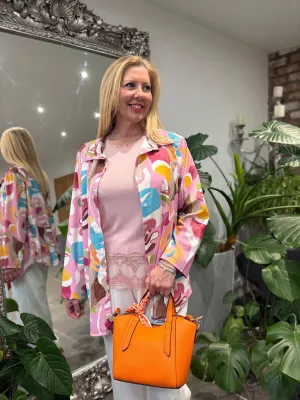 Pink Vibrant Abstract Pattern Blouse Libby