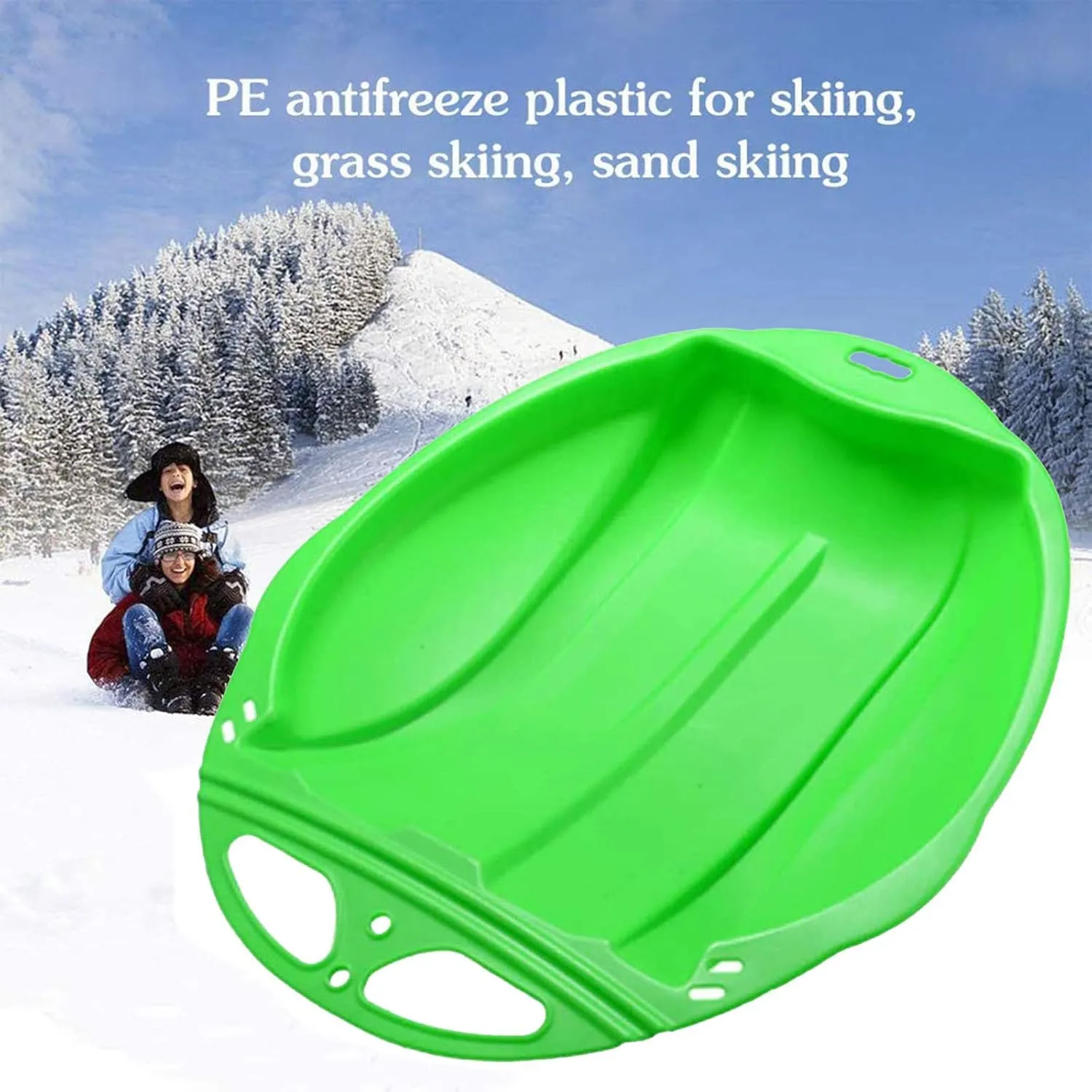 Plastic Snow Sled for Kids & Adults, Large Toboggan Snow Sled Durable Saucer Sleds for Outdoor Skiing Board Snow Grass Sand Board