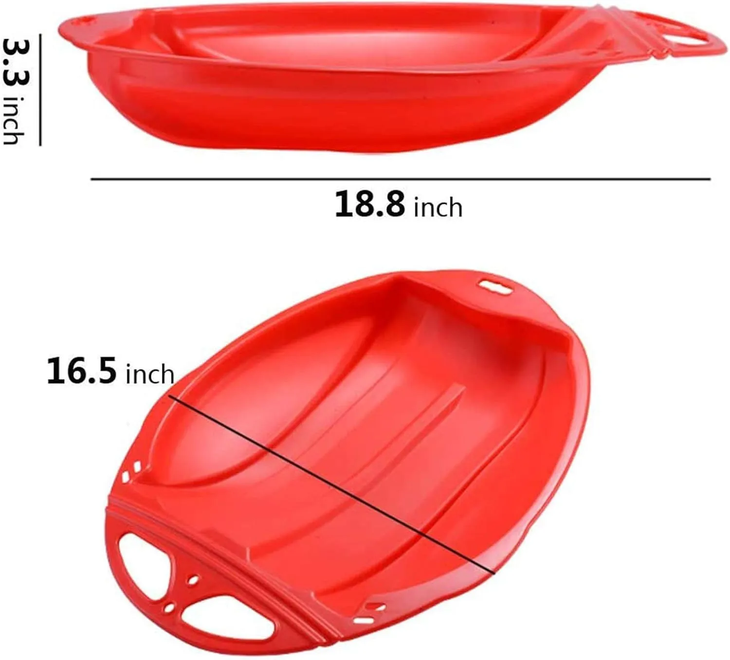 Plastic Snow Sled for Kids & Adults, Large Toboggan Snow Sled Durable Saucer Sleds for Outdoor Skiing Board Snow Grass Sand Board