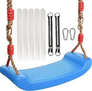 Plastic Swing Seat,Kids Swing Seat with 6.6ft Adjustable Rope and 2 Carabiners,Blue Swings Pro with Non Slip Tape for Backyard Playground Indoor Outdoor