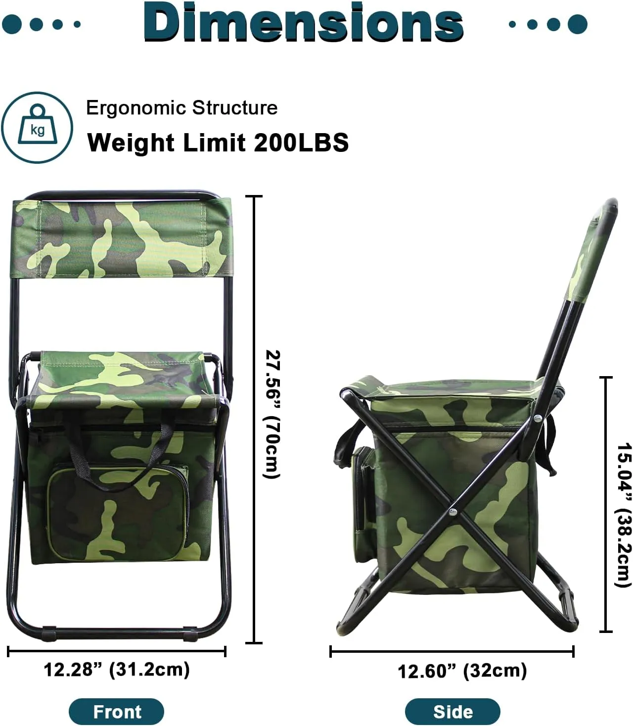 Portable Foldable Camping Chair with Storage Bag, Lightweight Backrest Stool Compact Folding Chair Seat, Outdoor Backrest Stool with Folding Backpack for Camping Hunting (Camouflage)