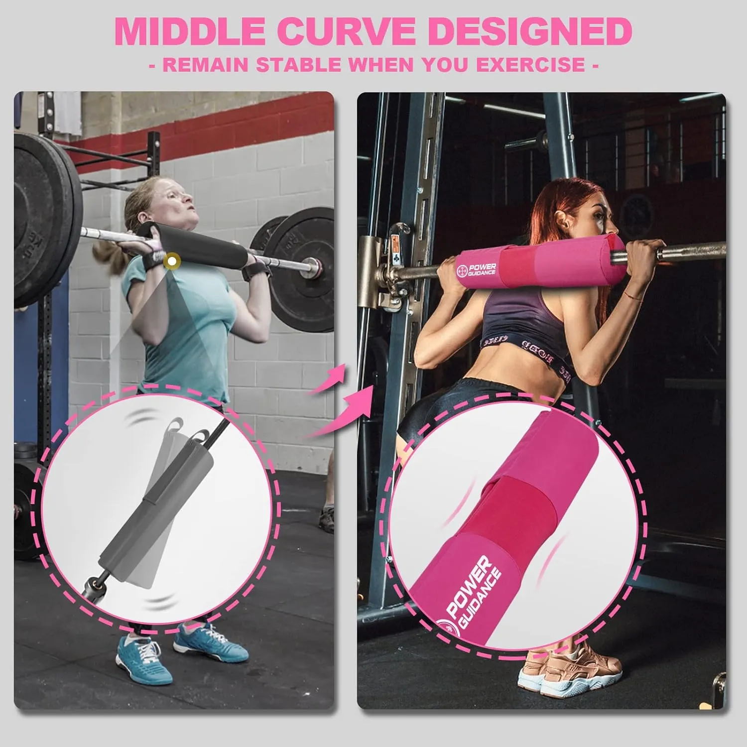 POWER GUIDANCE Barbell Squat Pad - Neck & Shoulder Protective Pad Anti-Skid Points for Squats, Lunges, Hip Thrusts, Weightlifting - Fit Standard and Olympic Bars