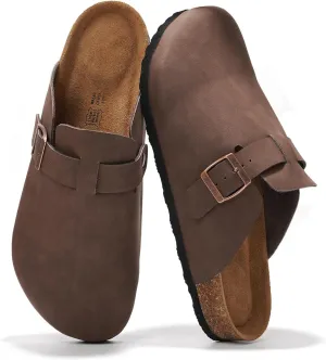 Project Cloud Mens Clogs - Full Grain Genuine Leather Memory Foam Clogs for Men Arch Support Cork Footbed - Non Slip Platform Mules (Brooklyn)