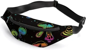 Psychedelic Mushrooms And Moons Large Crossbody Fanny Packfor Women Men Waist Pack for Running with Adjustable Strap for Sports Casual Bag 36 * 15cm