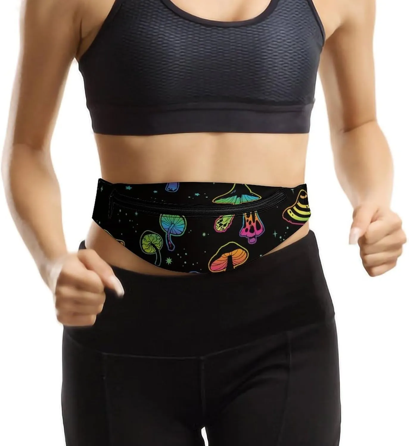 Psychedelic Mushrooms And Moons Large Crossbody Fanny Packfor Women Men Waist Pack for Running with Adjustable Strap for Sports Casual Bag 36 * 15cm