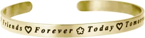Qina C. Friends Forever Today Tomorrow Always Adjustable Cuff Bracelet Wristband Bangle