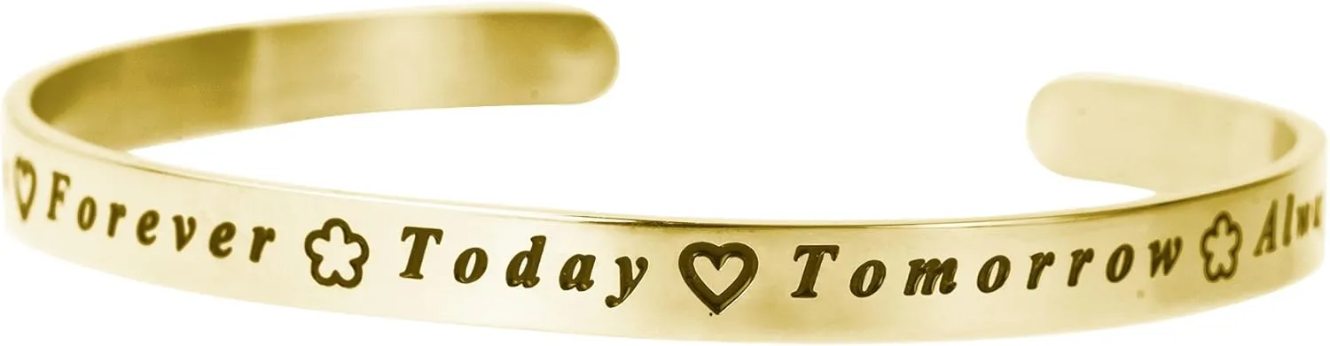Qina C. Friends Forever Today Tomorrow Always Adjustable Cuff Bracelet Wristband Bangle