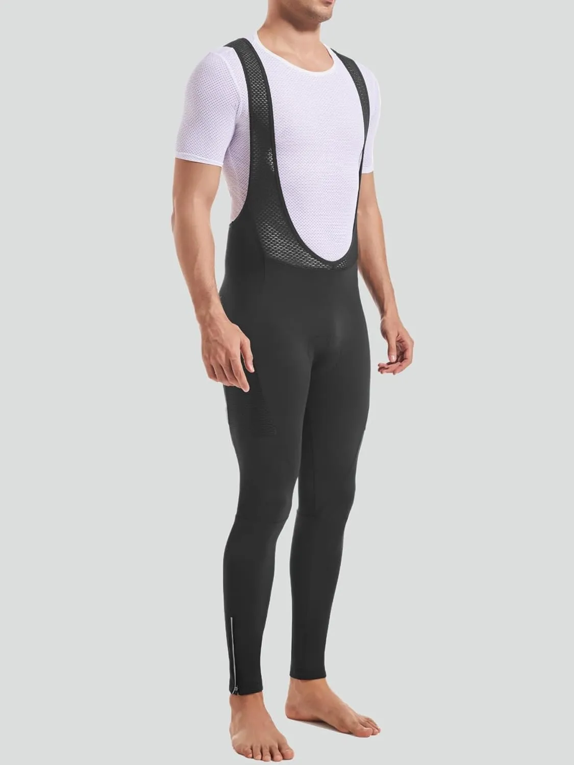 qualidyne Cycling Bib Pants for Men 4D Padded Bike Bib Tights Biking Bicycle Long Leggings with Pockets