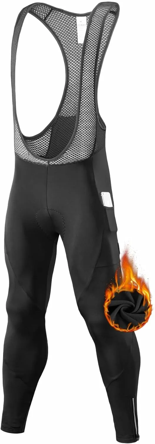 qualidyne Cycling Bib Pants for Men 4D Padded Bike Bib Tights Biking Bicycle Long Leggings with Pockets